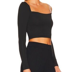 Black Long Sleeve Crop Top